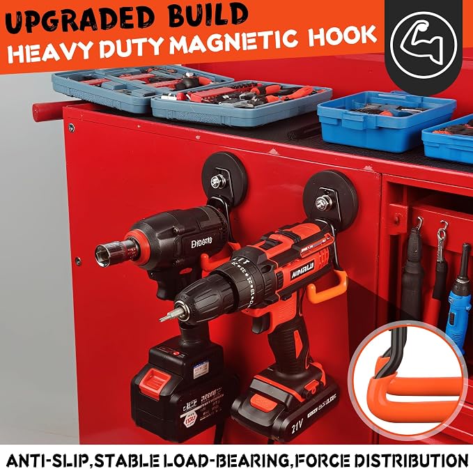 ULIBERMAGNET New Upgraded Heavy Duty Magnetic Garage Hooks, 4 Pack Strong Large - Image 2