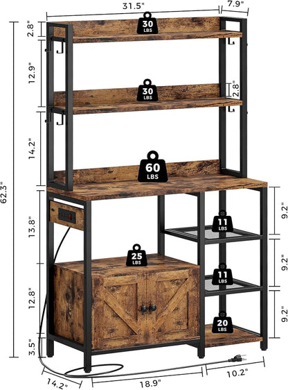 IRONCK Bakers Rack with Cabinet, Kitchen Bakers Rack with Power Outlets - Image 2