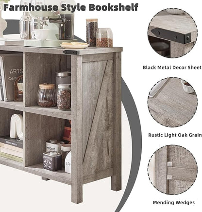 8 Cube Book Shelf, Farmhouse Wood Long Storage Organizer Bookcase, Hallway TV - Image 5