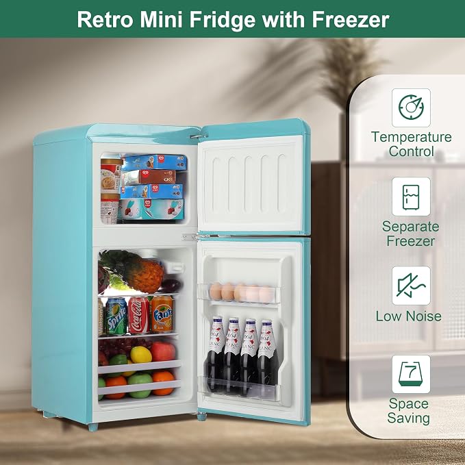 Retro Mini Fridge 3.5 Cu. Ft. Apartment Size Refrigerator - Image 3