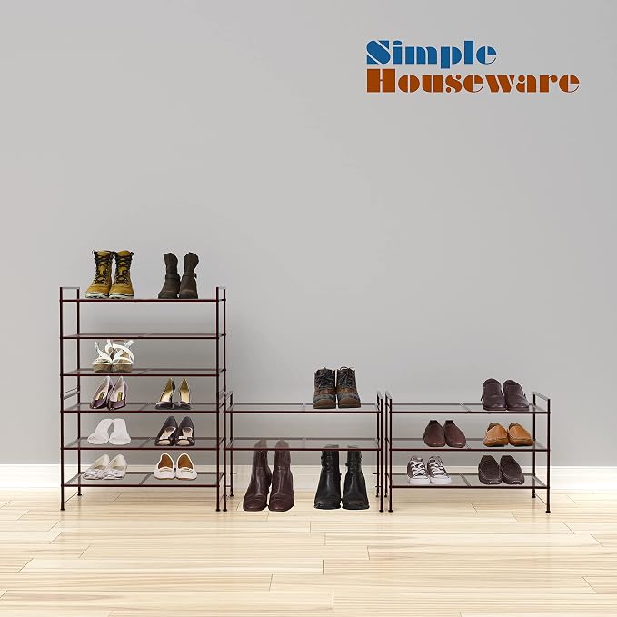 Simple Houseware 3-Tier Stackable Mesh Shoe Rack - Image 5