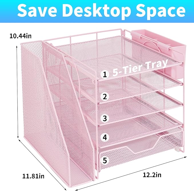 Desk Organizers and Accessories, 5-Tier Paper Letter Tray Organizer - Image 2