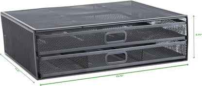 Mind Reader Monitor Stand, Ventilated Laptop Riser, Storage Drawer, Metal Mesh - Image 9