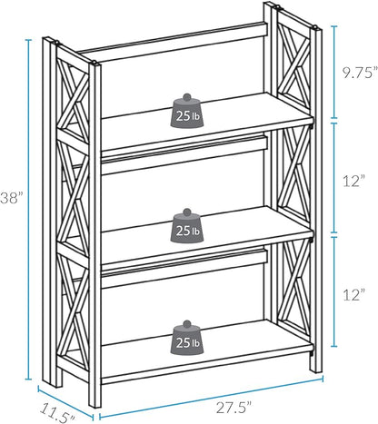 Casual Home Montego 3-Shelf Folding Bookcase, 27.5" Wide - Image 3
