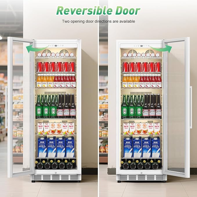 Commercial Merchandiser Refrigerator, 13.8 Cu Ft Display Beverage Fridge - Image 6