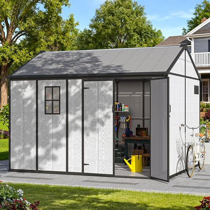 10 x 8 FT Plastic Outdoor Garden Shed, All-Weather Resin Storage Shed by DNYKER
