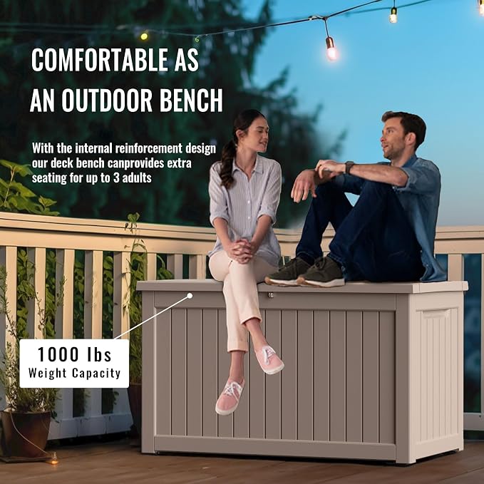 120 GallonOutdoor Storage Box, Resin Deck Boxes Waterproof, IndoorOutdoor Bin - Image 4
