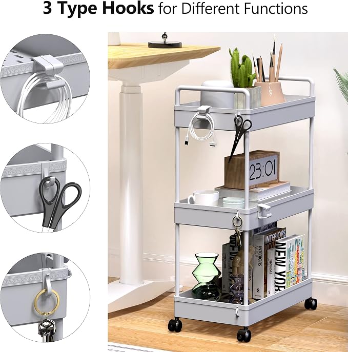 SOLEJAZZ 3 Tier Rolling Storage Cart - Image 3
