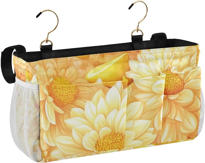 Bright Yellow Chrysanthemum Flowers and Lemon Bedside Caddy - Image 2