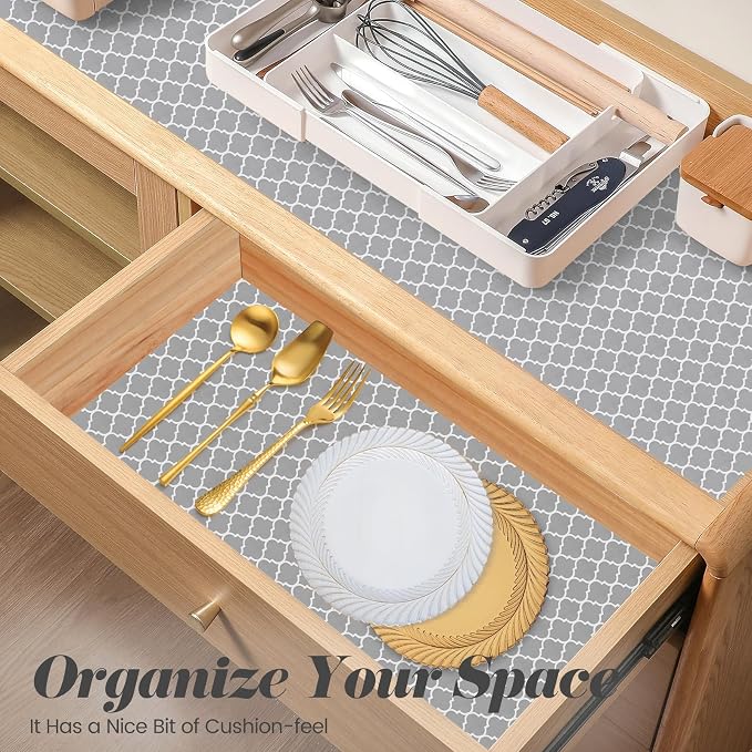 Drawer Shelf Liner for Kitchen Cabinets, Non Adhesive Slip Resistant Shelf - Image 6