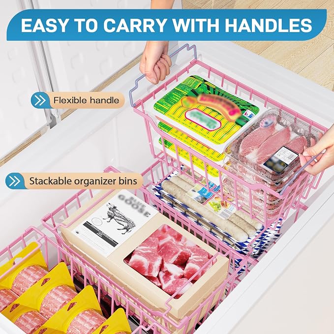 SUNALLY Freezer Organizer Bins, 4 Pack Stackable Chest Freezer Organizer - Image 4
