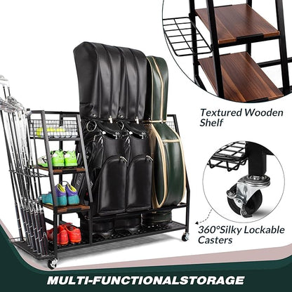 Golf Bags Storage Garage Organizer, Golf Bag Rack Fits 2/3 Golf Bags and Golf - Image 2