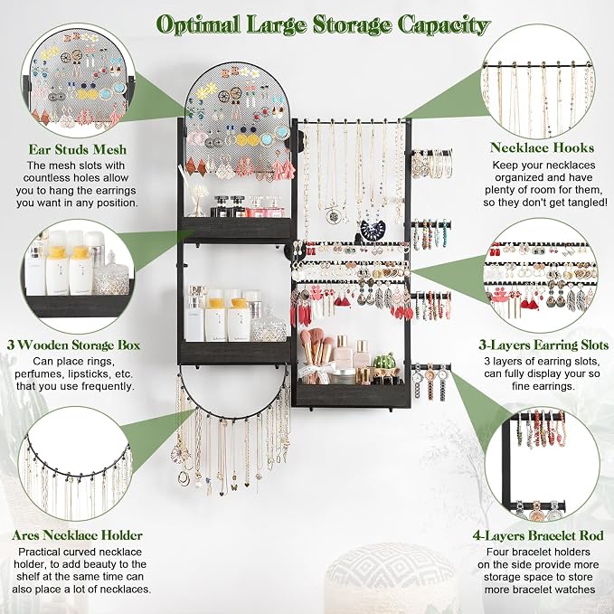 Keebofly Wall Mount Hanging Jewelry Organizer - Image 2