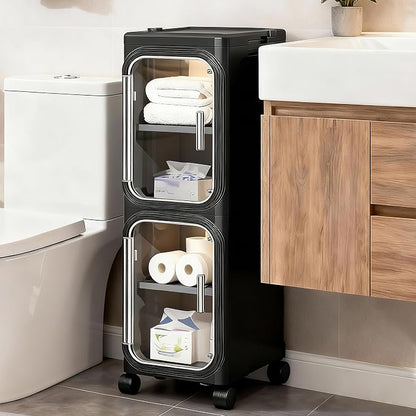 2-Tier Narrow Slim Bathroom Storage Cabinet by Lifelongpal
