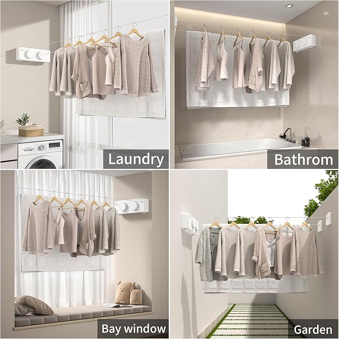 Retractable Clothesline Heavy Duty Clothes Drying Laundry Line Wall Mounted - Image 6