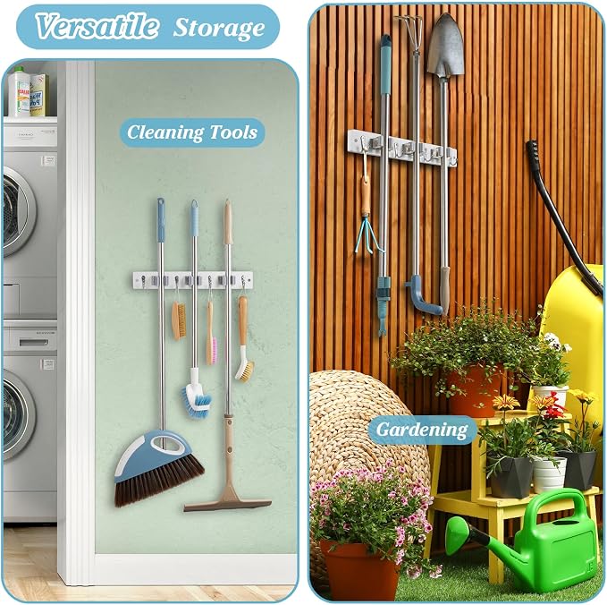 White Broom Holder Wall Mount - Image 6