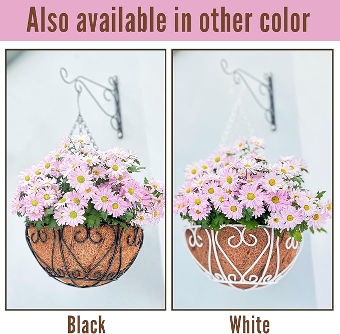 LaLaGreen Hanging Planter for Outdoor Large White Metal Wire Hanging Plant - Image 9