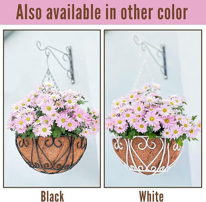 LaLaGreen Hanging Planter for Outdoor Large White Metal Wire Hanging Plant - Image 9