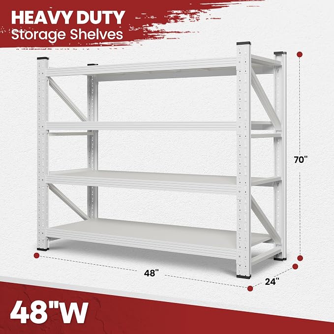 48" Wide Storage Shelves, 2000LBS Garage Shelving Heavy Duty, Standing Shelf - Image 3