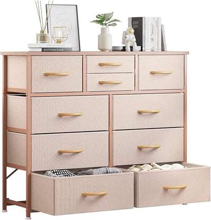 LUMTOK 10 Drawers Dresser with Fabric Bins by LUMTOK