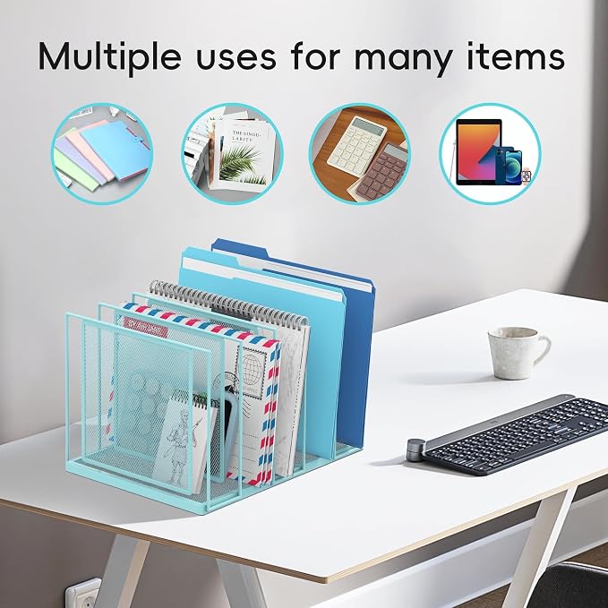 File Organizer for Desk, 5-Section Vertical File Sorter, Paper Holder Organizer - Image 3