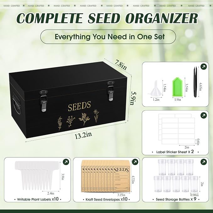 Bamboo Seed Storage Organizer, Large Garden Seed Organizer - Image 3