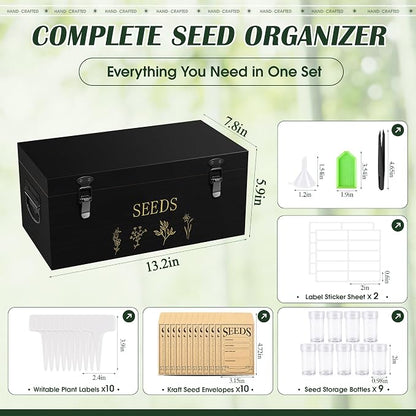 Bamboo Seed Storage Organizer, Large Garden Seed Organizer - Image 3