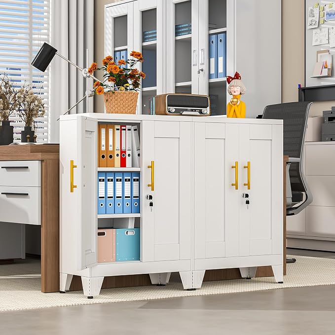 pozdeg 35.43" Lockable Metal Storage Cabinet, Steel Locker File Cabinet - Image 2