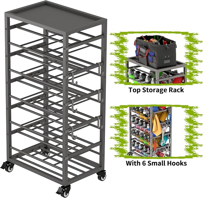 yeshine 50 Can Spray Paint Storage Rack, Metal Aerosol Storage Cart, Rolling - Image 5