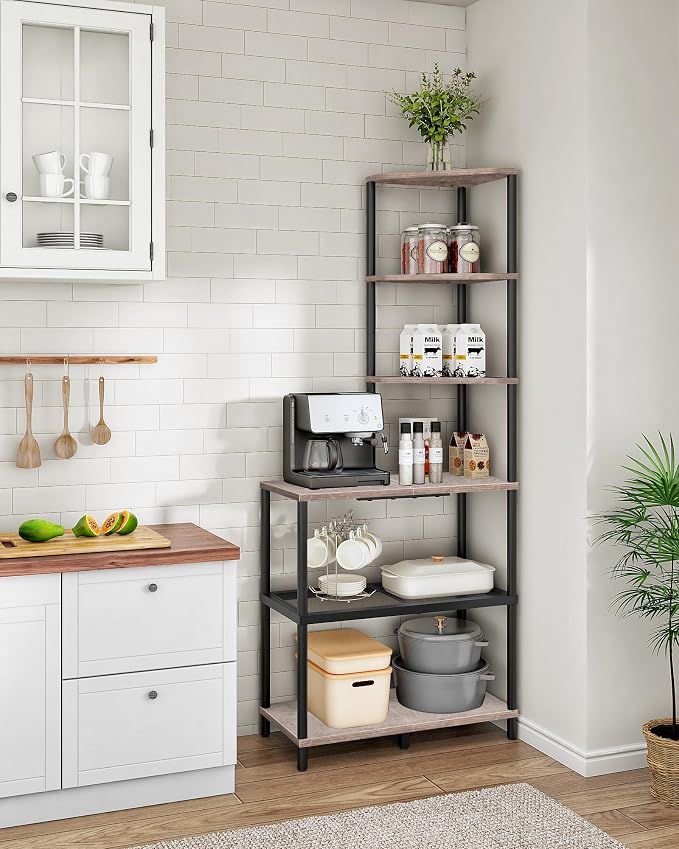 6-Tier Corner Shelf, Industrial Corner Bookshelf - Image 3