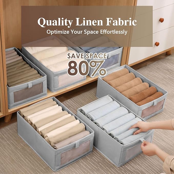 Linen Closet Organizers and Storage, 2 Pack Storage Bins Linen Clothing - Image 6