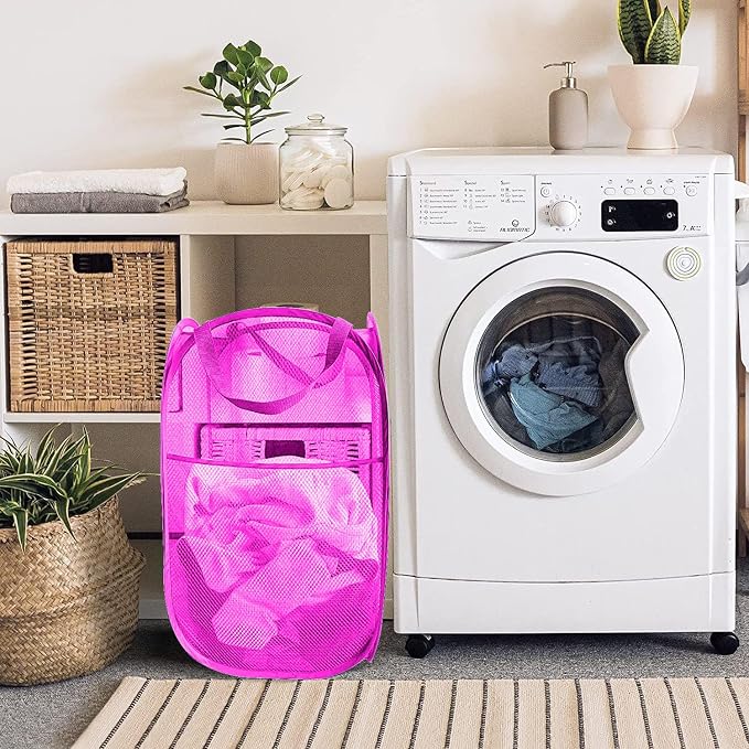 Larpur 2Pack Foldable Popup Laundry Basket, Collapsible Portable Mesh Clothes - Image 4