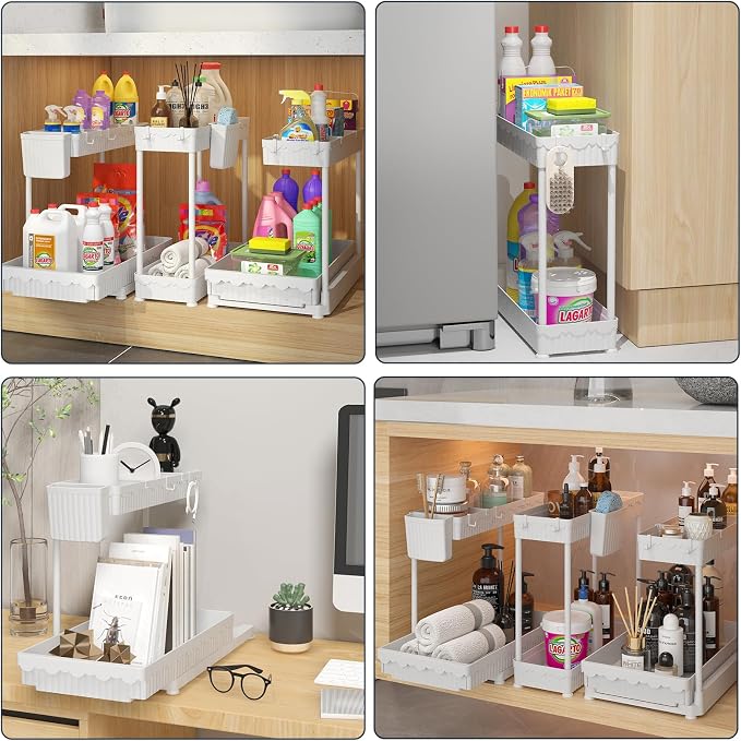Sevenblue 3 Pack Multi-Purpose Pull-Out Storage Organizers, 2-Tier L-Shaped - Image 5