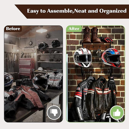 Motorcycle Helmet Holder Wall Mount, Wooden Helmet Display Stands - Image 6