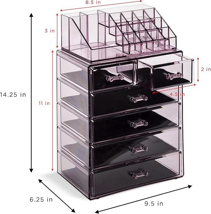 Sorbus Clear Cosmetic Makeup Organizer - Image 4