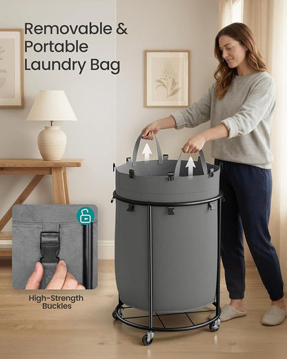 SONGMICS Laundry Basket with Wheels, Rolling Laundry Hamper with Steel Frame - Image 6