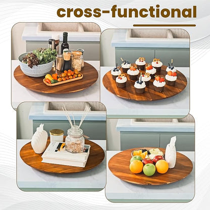 21" Acacia Wood Lazy Susan for Table Top - Image 5