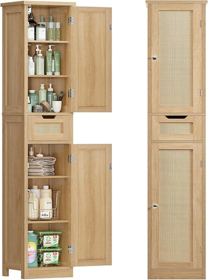 Iwell Tall Bathroom Cabinet, Slim Narrow Storage Cabinet by IWELL