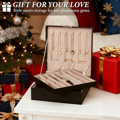 BEWISHOME Jewelry Box Organizer, 2-Layer Necklace Organizer Box, Modern Style - Image 2