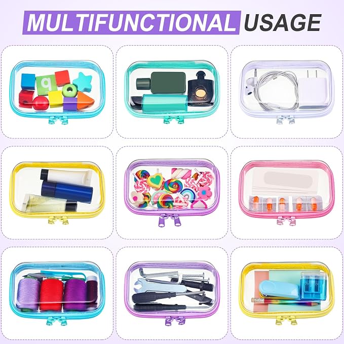 Sanwuta 6 Pcs Clear Hard Zipper Case Hard Plastic Zipper Pouches Transparent - Image 7