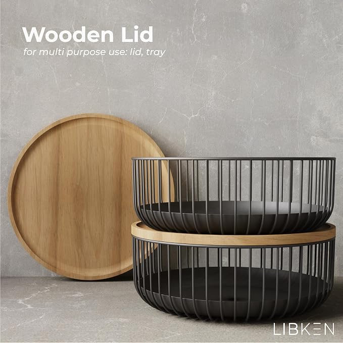 Fruit Basket with Wooden Bamboo Lid - Image 2