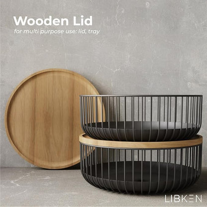 Fruit Basket with Wooden Bamboo Lid - Image 2