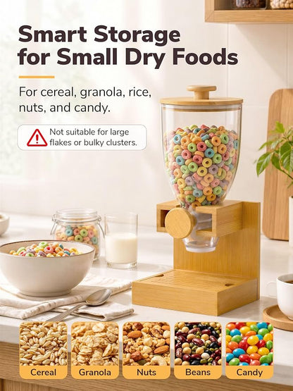 Bamboo Cereal Dispenser Countertop, 2L Airtight Cereal Containers Storage - Image 7