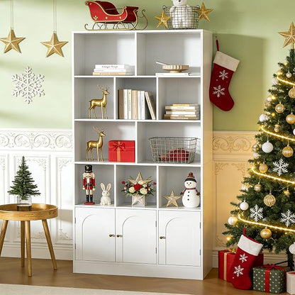 71" Tall Bookshelf with 10 Cubes and 3 Doors, 4-Tier Bookshelf, Open Shelf - Image 3