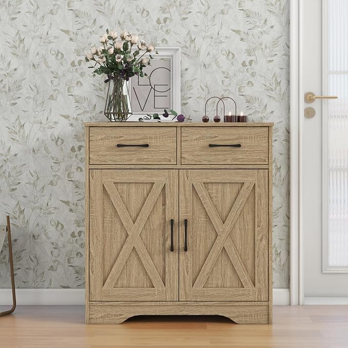 Panana Sideboard 2 Drawers 2 Doors Entryway Storage Cabinet Living Room - Image 2