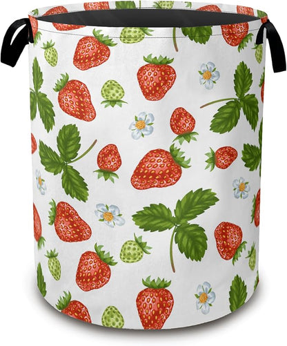 Strawberry Laundry Hamper, Collapsible Laundry Baskets, Flowers Leaf Dirty by Unknown