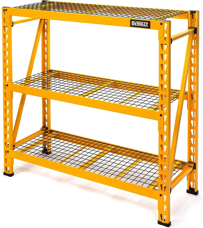 4-FOOT TALL, 3 SHELF STEEL WIRE DECK INDUSTRIAL STORAGE RACK by Unknown