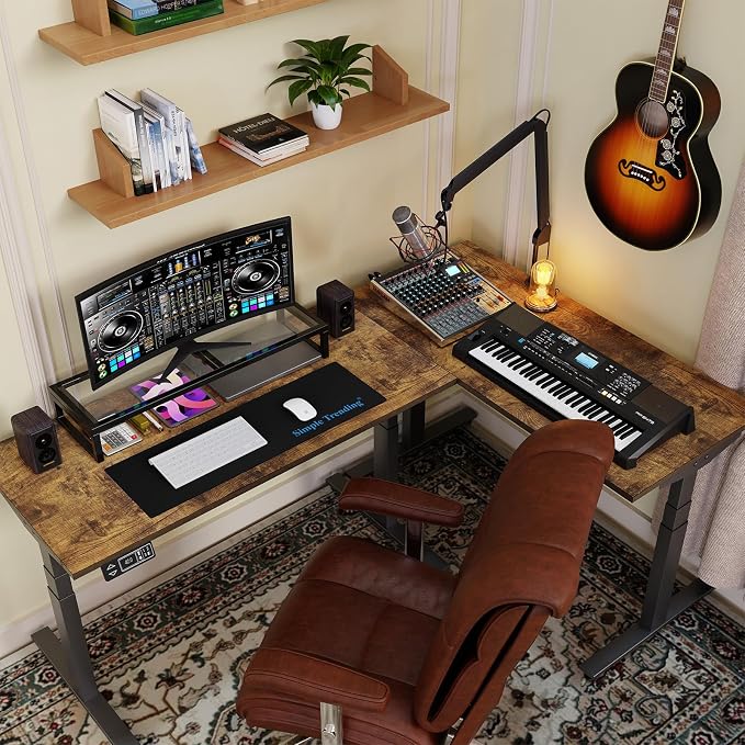 Simple Trending Dual Monitor Stand Riser, Tempered Glass Computer Desk Organizer - Image 3
