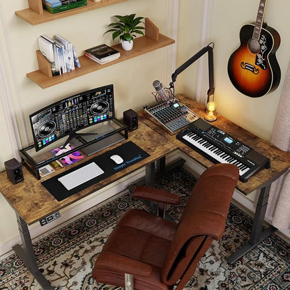 Simple Trending Dual Monitor Stand Riser, Tempered Glass Computer Desk Organizer - Image 3