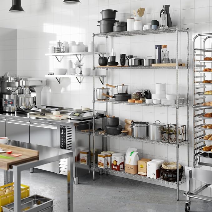 14" Deep x 54" Wide x 86" Height Wire Shelving Kit | 5-Tier | NSF Commercial - Image 8